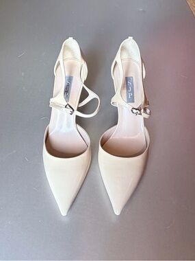 SJP by Sarah Jessica Parker Nude Patent Pointed-Toe Ankle Strap Heels